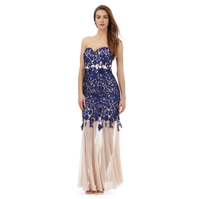 Lipsy Blue floral embroidered maxi dress